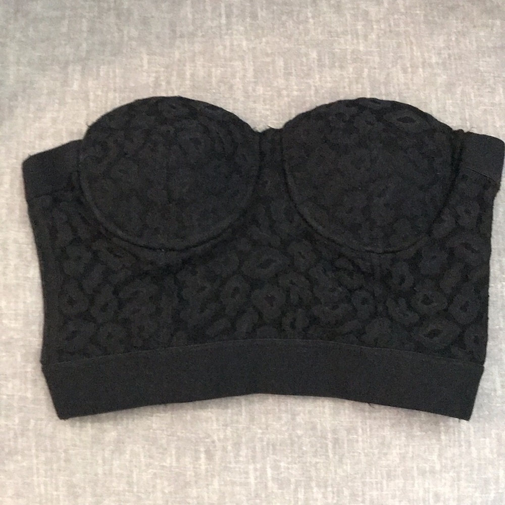 ❤️3X20 FOREVER 21 Women Lace Underwire Strapless Black Bustier | L